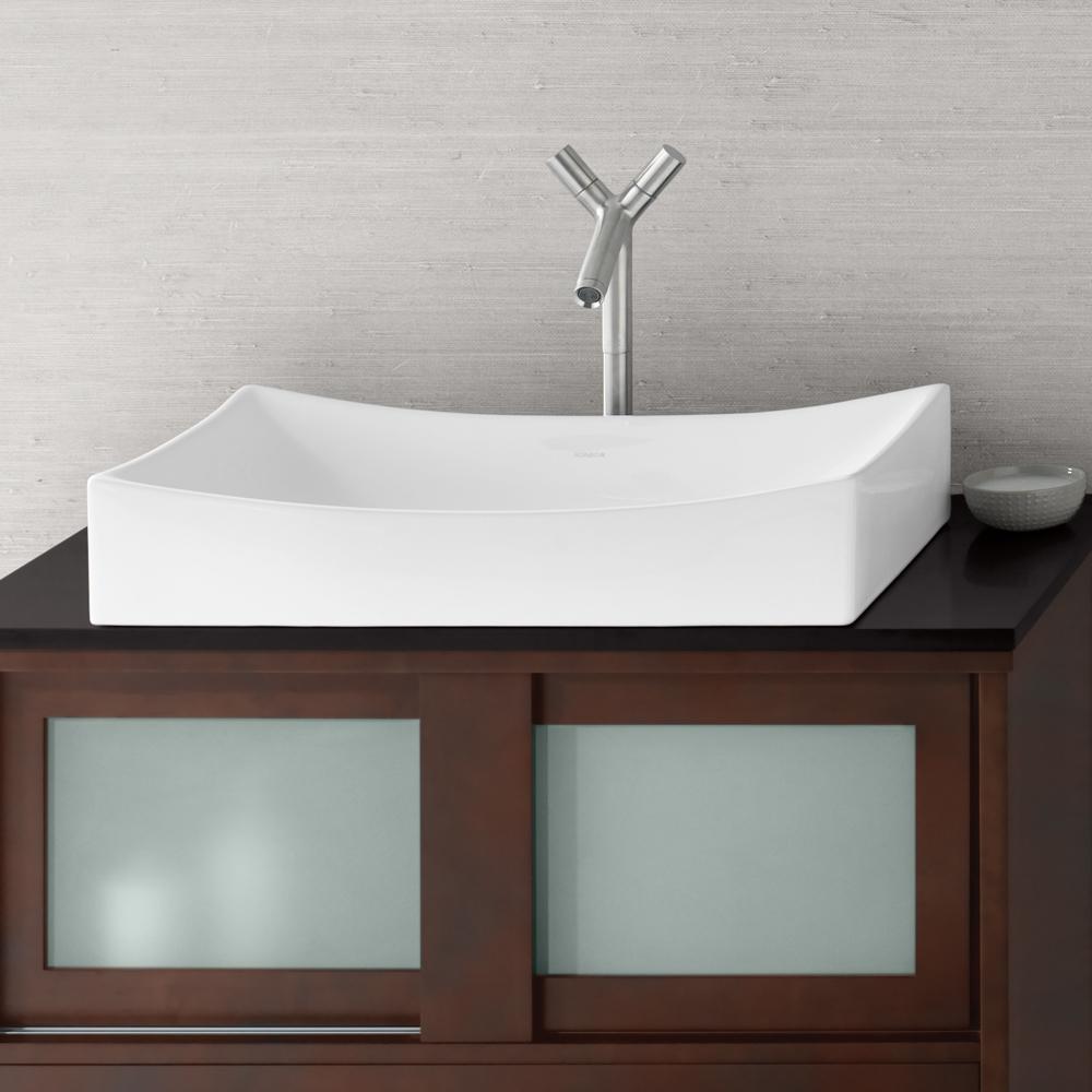 Large Rectangular Vessel Bathroom Sinks 25" Status Rectangular Ceramic Vessel Bathroom Sink In White Unique