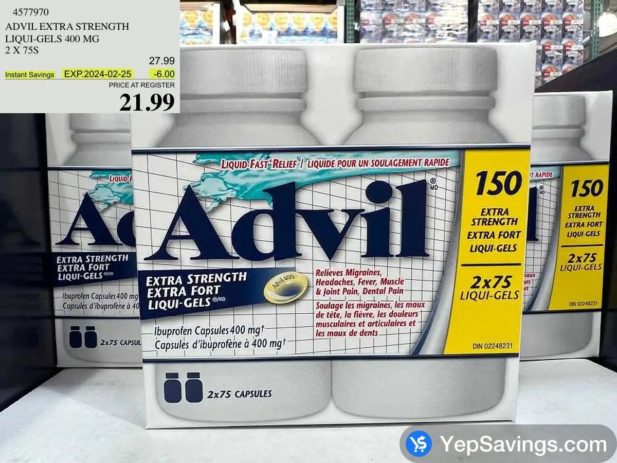 ADVIL EXTRA STRENGTH LIQUIGELS 400 MG 2 X 75S at Costco Ancaster Hamilton