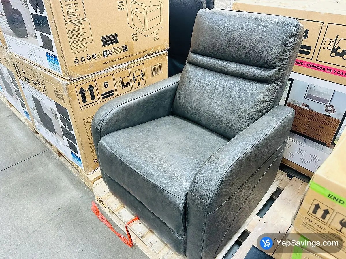 GILMAN CREEK POWER GLIDER RECLINER DARK GREY LEATHER at Costco South