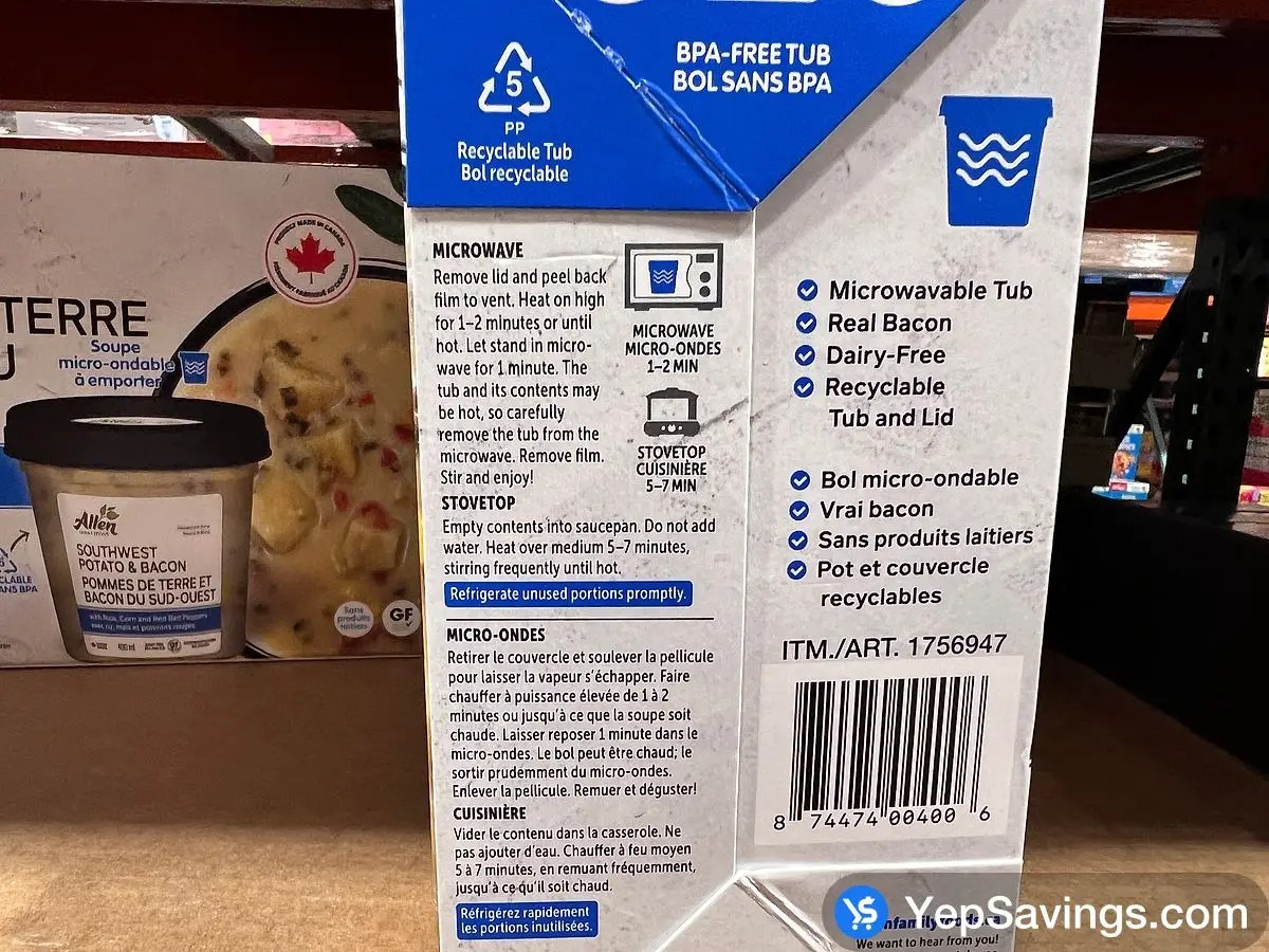 ALLEN FAMILY FOODS POTATO BACON SOUP 6 x 400 ml at Costco 3180 Laird Rd