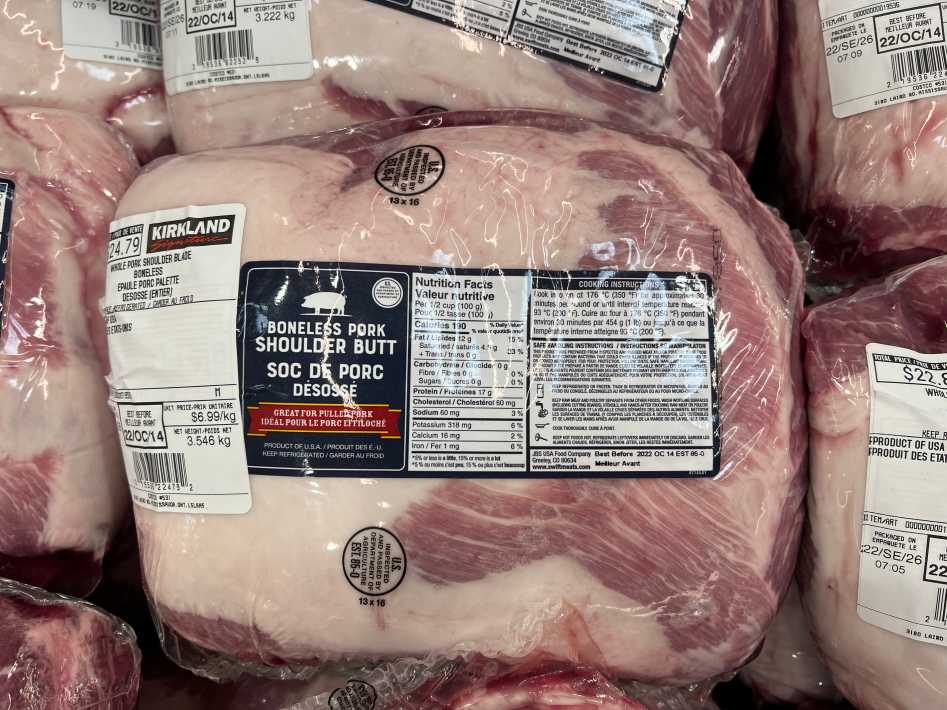 WHOLE PORK SHOULDER BLADE BONELESS at Costco South Sasktoon