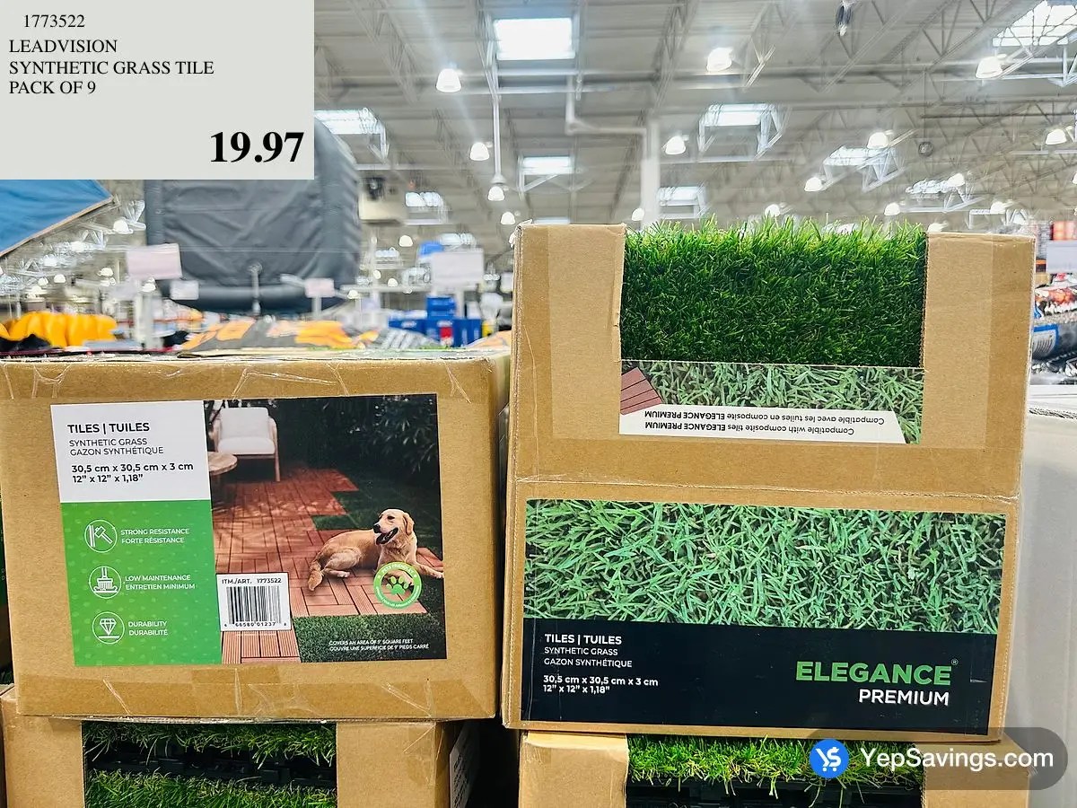 LEADVISION SYNTHETIC GRASS TILE PACK OF 9 at Costco 3180 Laird Rd