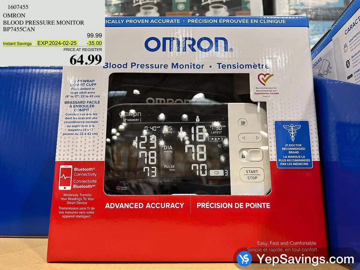 OMRON BLOOD PRESSURE MONITOR BP7455CAN at Costco Ancaster Hamilton