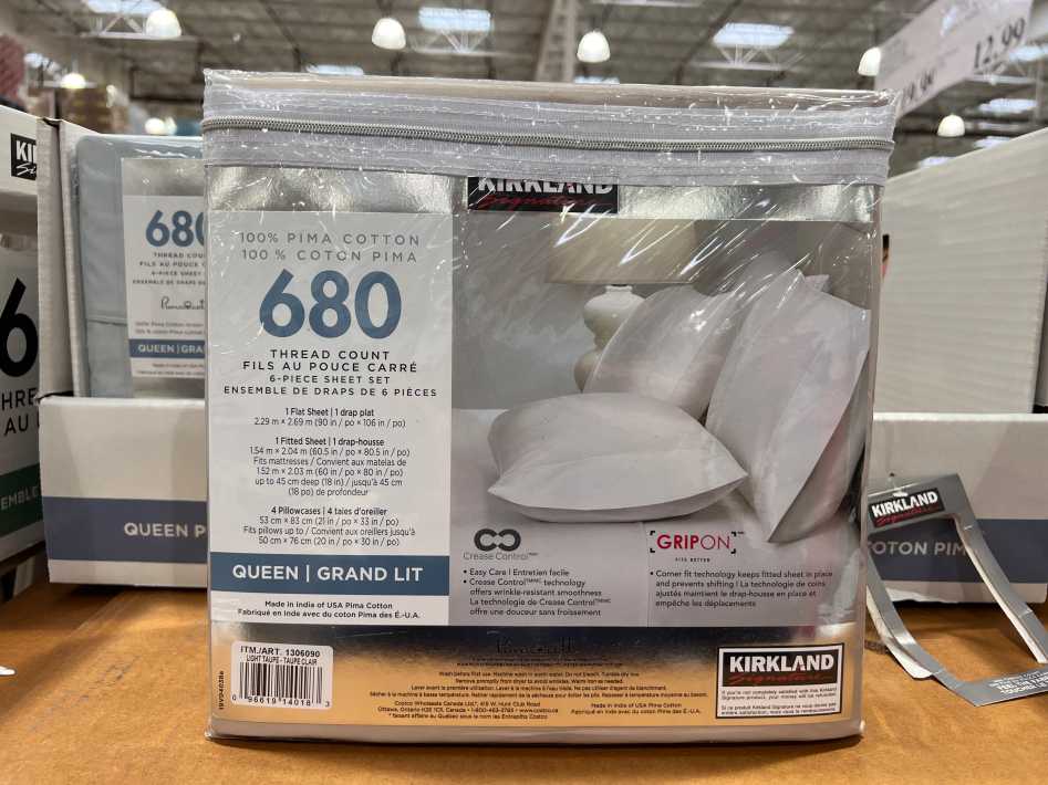KIRKLAND SIGNATURE PIMA COTTON SHEETS QUEEN 680 TC 6PC at Costco McGillivray Winnipeg