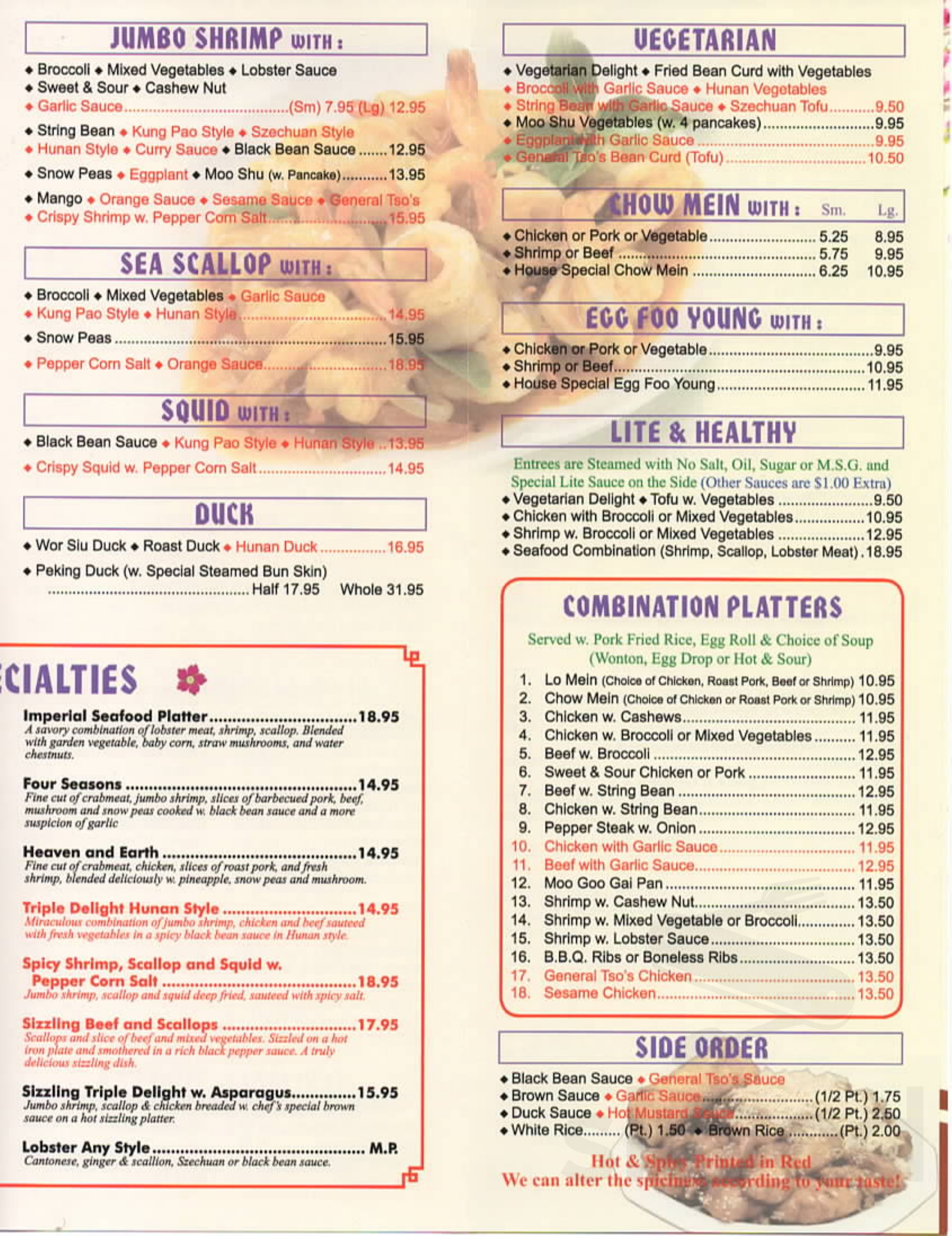 ASIAN TASTE INN MENU