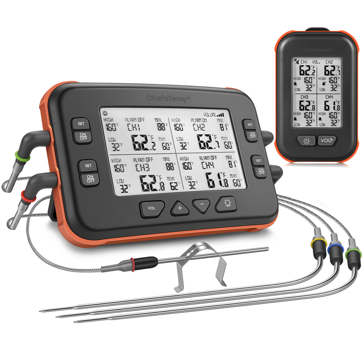 ChefsTemp Quad XPro LongRange Remote BBQ Alarm Thermometer