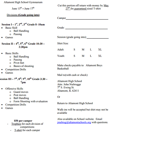 Basketball Camp at Altamont High School in June Effingham Radio