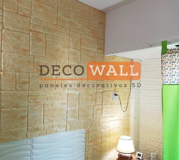 Placa de Pared Autoadhesiva Decowall 3D Piedra Ambar Polpor