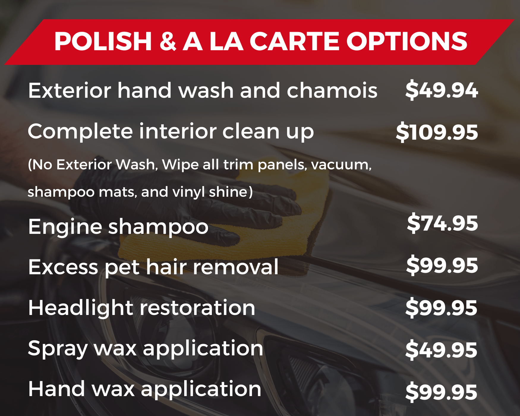 A La Carte Polished Auto Detailing Sault Ste. Marie, ON.