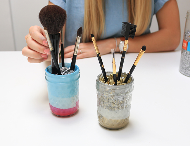 DIY Mason Jar Makeup Brush Holders Inspired By This