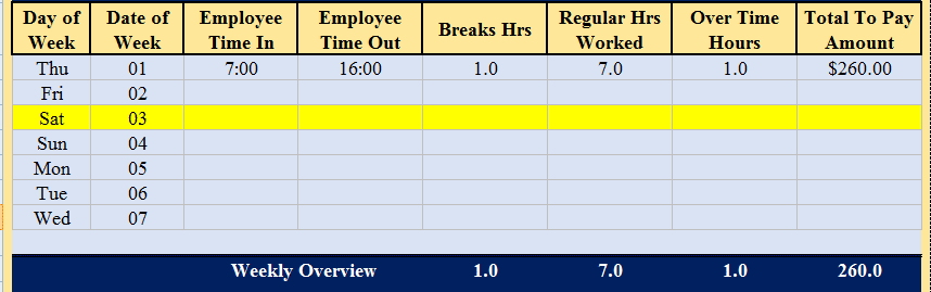 Download Weekly Timesheet Excel Template ExcelDataPro
