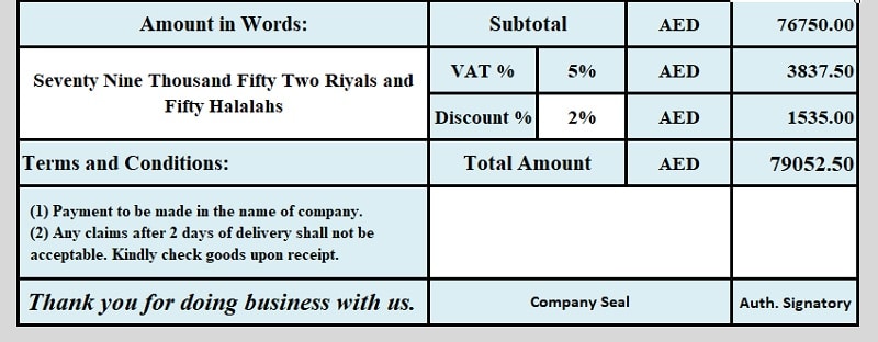 Download GCC VAT Invoice Template With Discount ExcelDataPro
