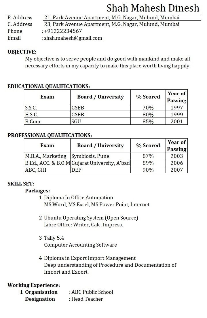 Download Resume/Cover Letter Excel Template ExcelDataPro