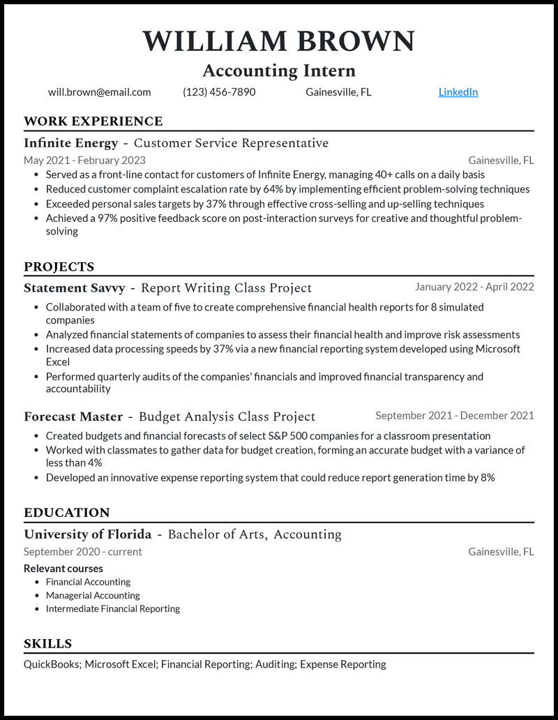 3 Accounting Intern Resume Examples That Work in 2024
