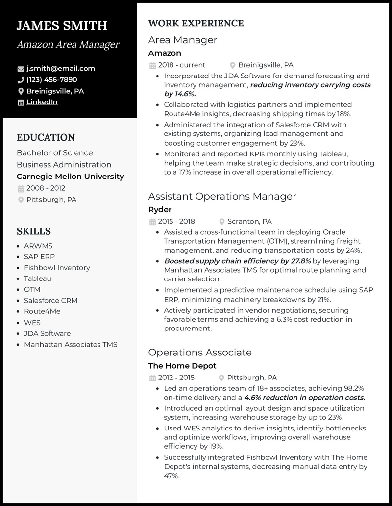 3 Amazon Resume Examples Landing Interviews in 2024