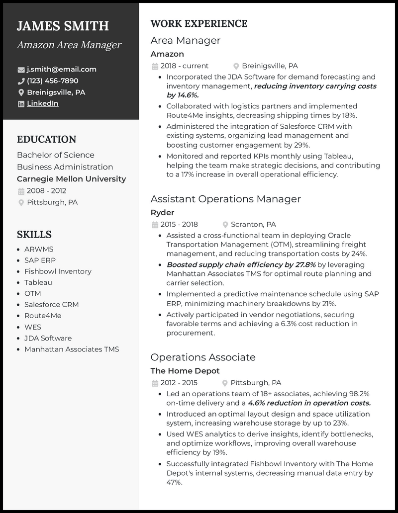 3 Amazon Resume Examples Landing Interviews in 2024