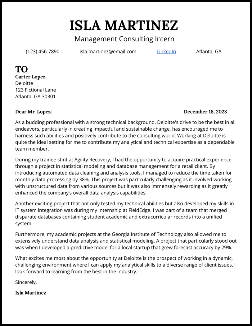 5 Consulting Cover Letter Examples Created for 2024