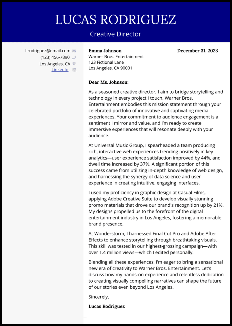 5 Director Cover Letter Examples Making the Cut in 2024