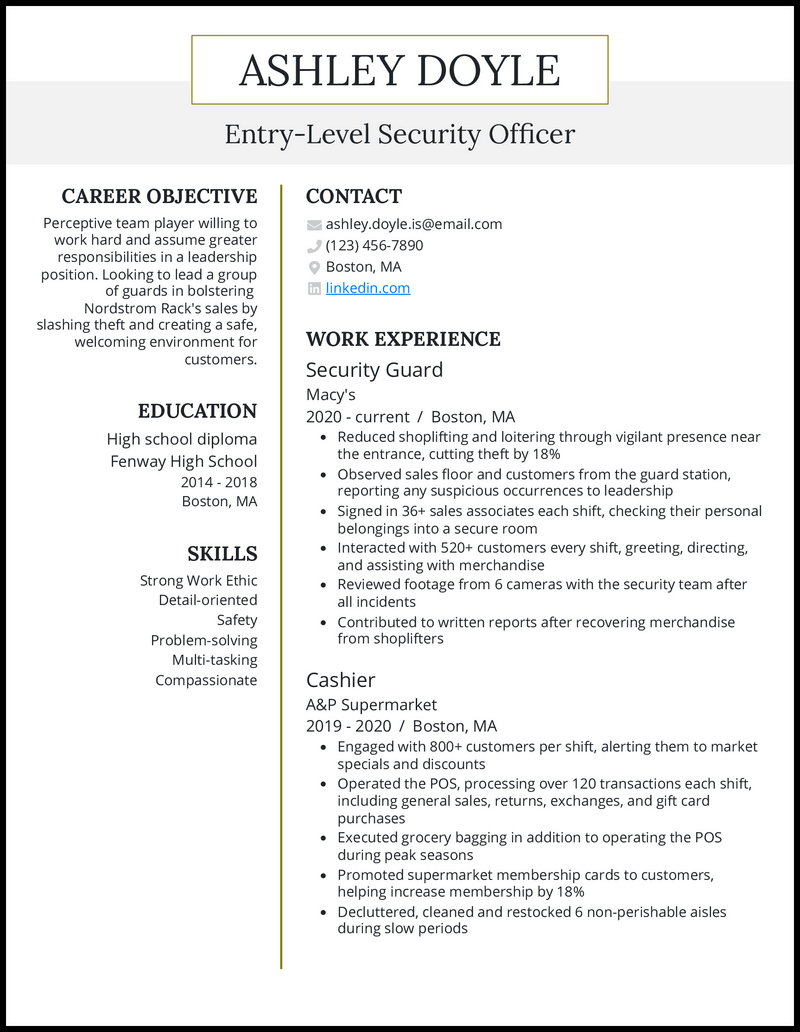 7 Security Officer Resume Examples [& Templates]