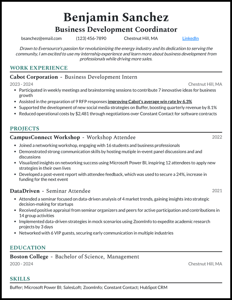 5 EntryLevel Business Development Resume Examples