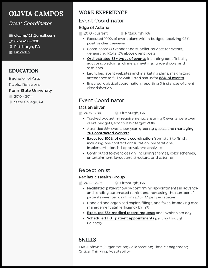 3 Event Coordinator Resume Examples for 2024