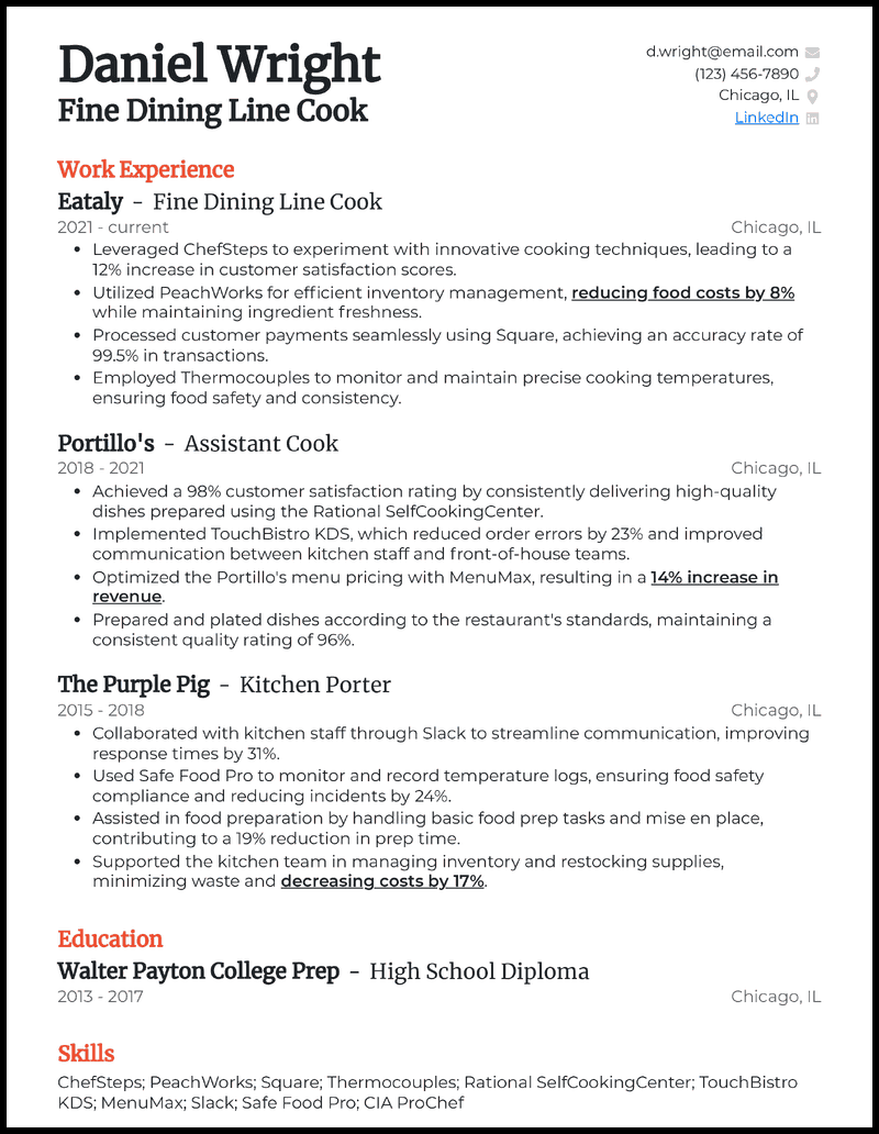 7 Line Cook Resume Examples [& Templates]