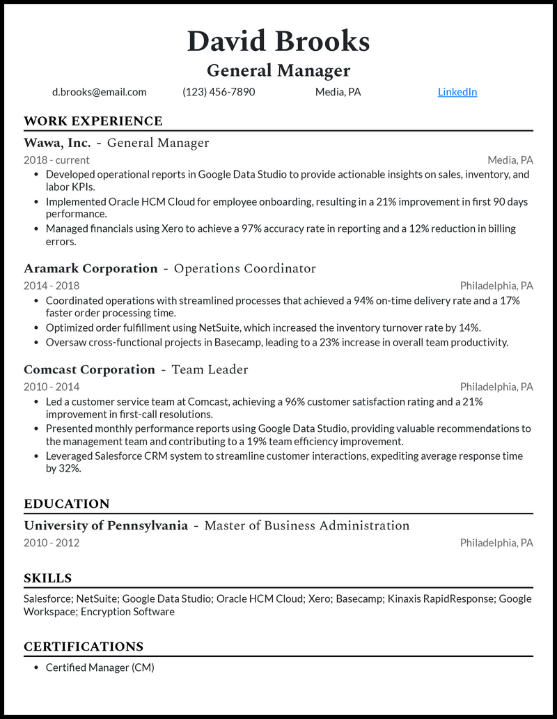 3 General Manager Resume Examples Proven to Work in 2024