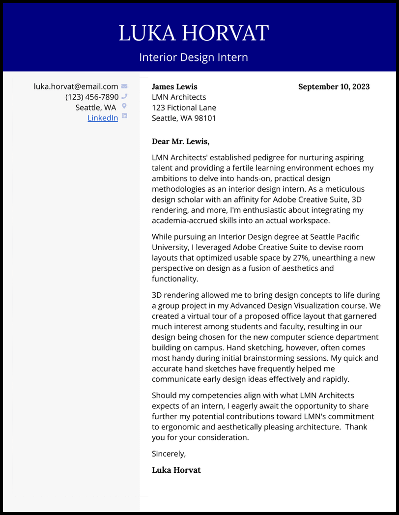 5 Interior Design Cover Letter Examples Created in 2024