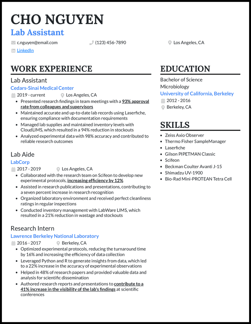 5 Lab Technician Resume Examples [& Templates]