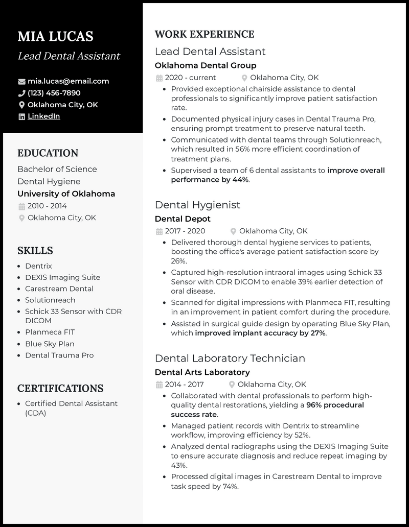 17 Dental Assistant Resume Examples That Work in 2024