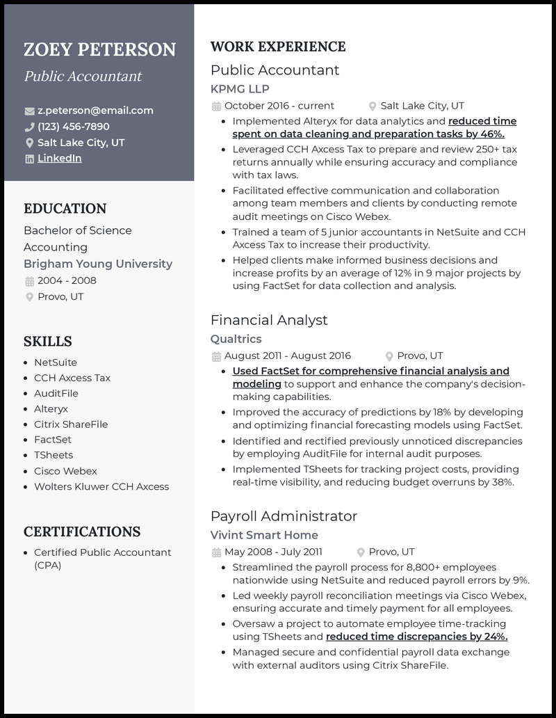 resume examples accounting