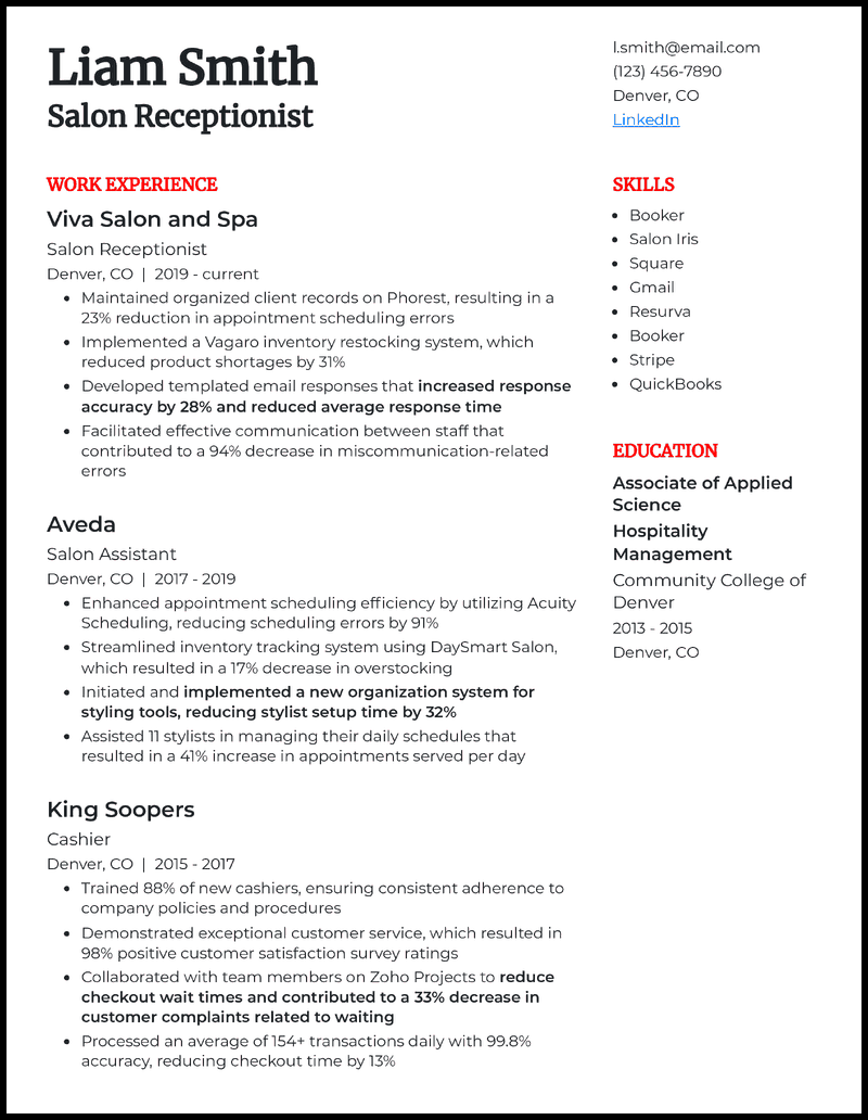 9 Receptionist Resume Examples for 2024