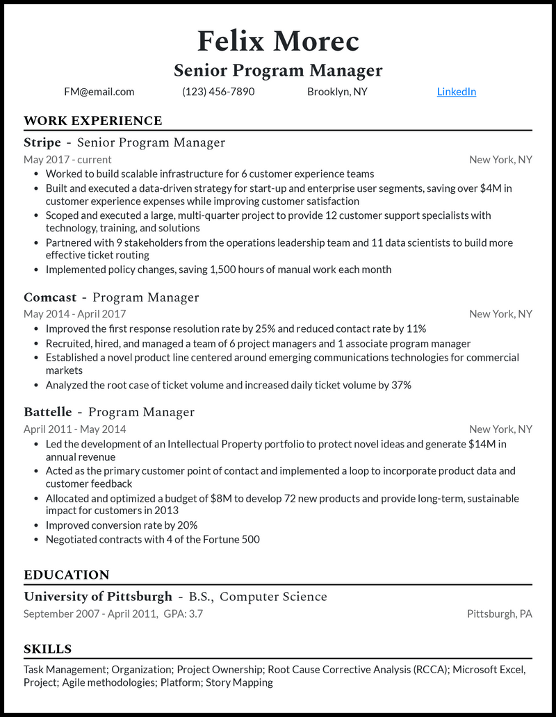 3 Senior Program Manager Resume Examples for 2024