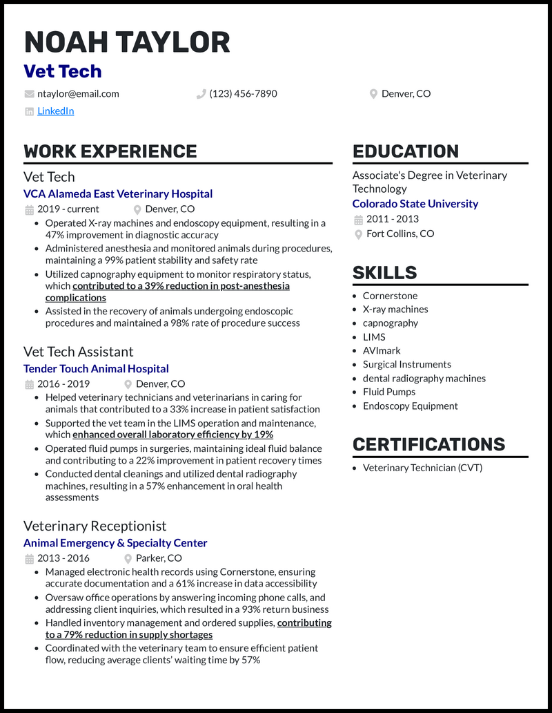 5 Veterinarian Resume Examples for the Job in 2024