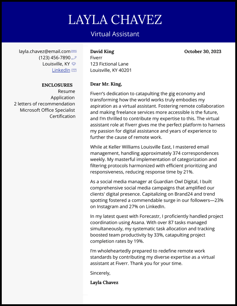 5 Virtual Assistant Cover Letter Examples Made for 2024