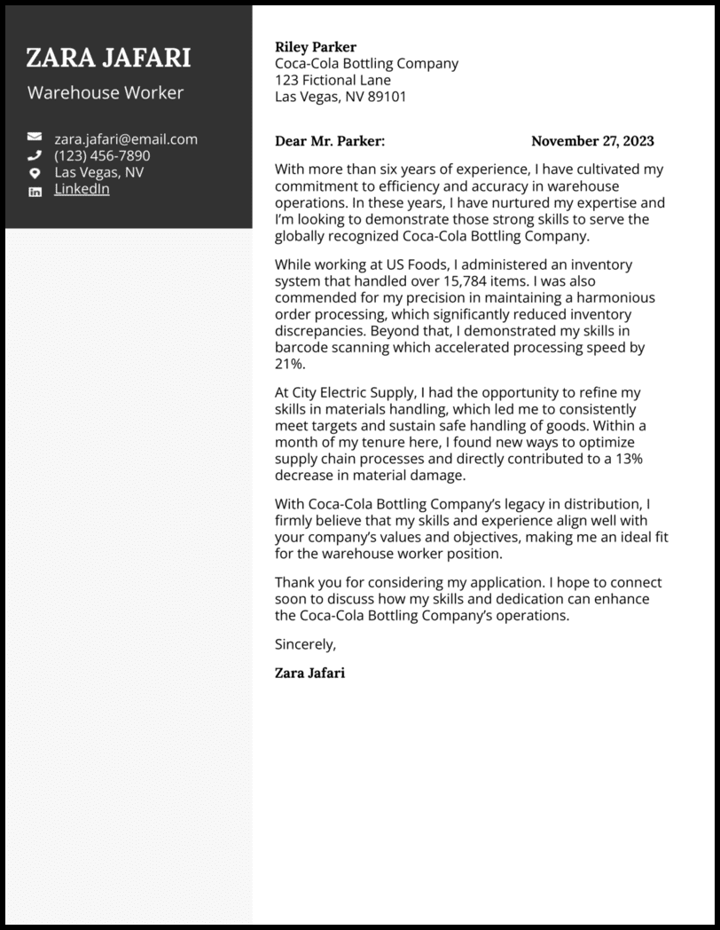 5 Warehouse Cover Letter Examples to Land Jobs in 2024