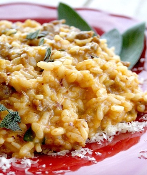 Pumpkin, Italian Sausage and Sage Risotto Faxo