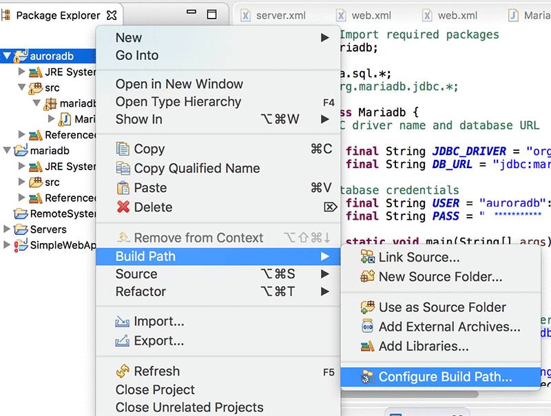Using the MariaDB JDBC driver with Amazon Aurora with MySQL