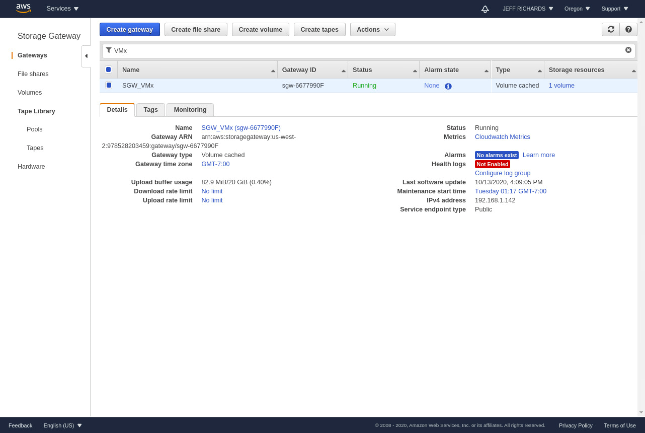Implementing a backup solution with AWS Storage Gateway