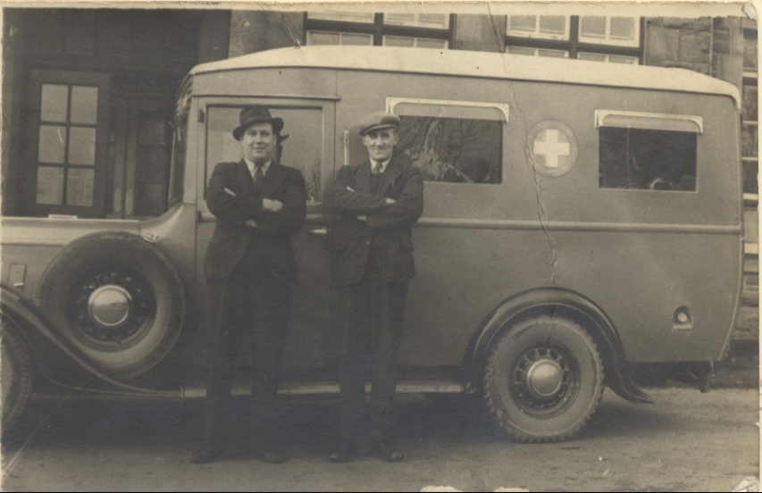 Ambulance used by Nantyglo and Blaina District Hospital, 1940s. Bus