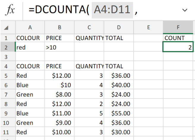 How to use the Excel DCOUNTA function Excelchat