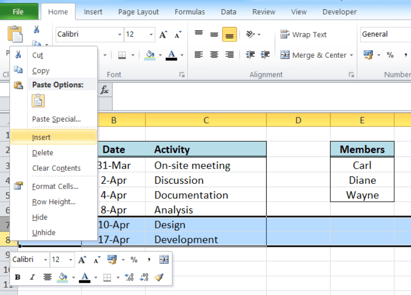 Menu Insert Sheet Rows Digunakan Untuk Singray
