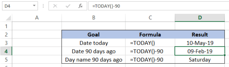 Calculate date 90 days ago in Excel Excelchat Excelchat