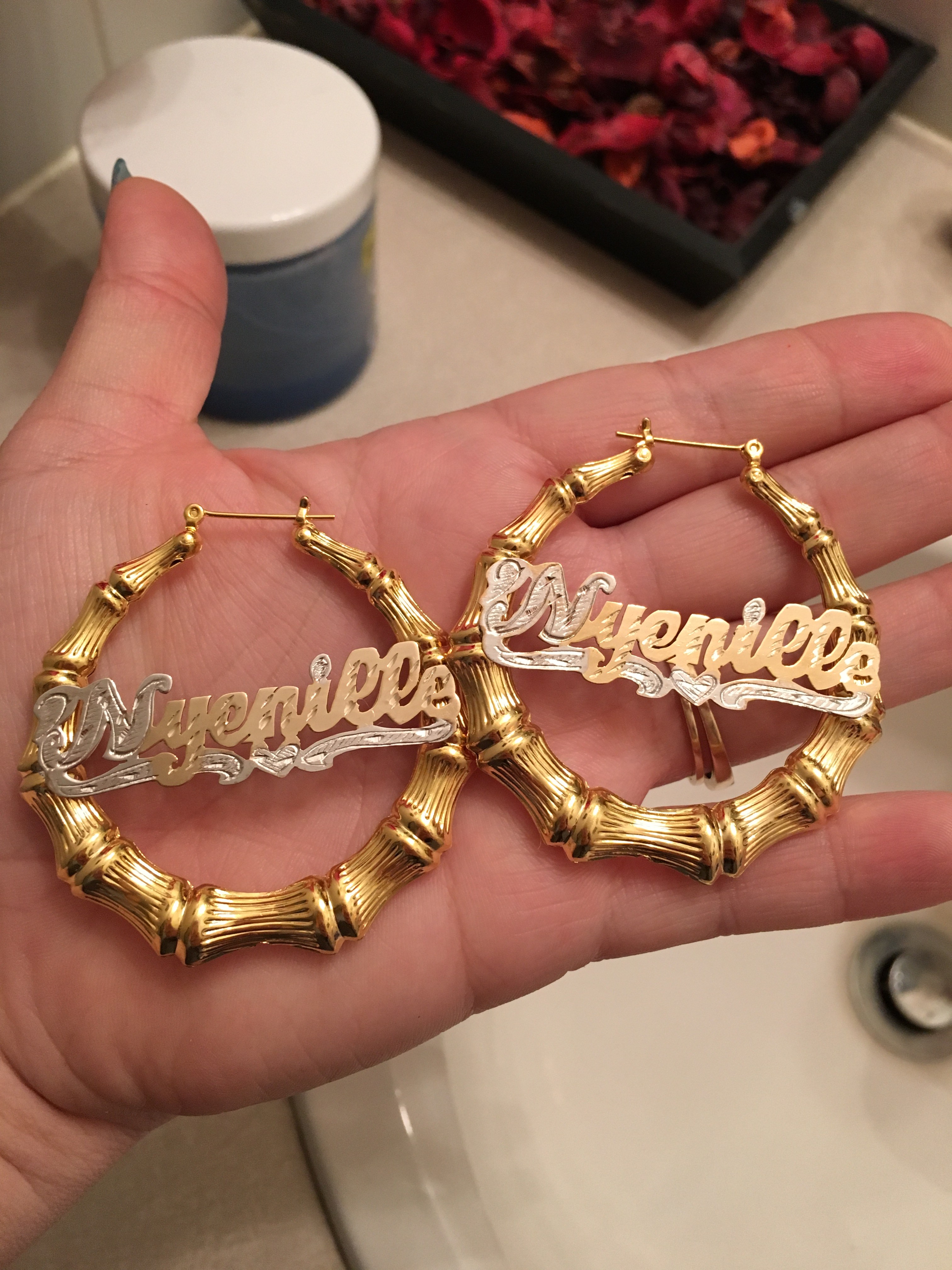 Custom Gold Plated Bamboo Earrings PrettyGirrl Accessories Online