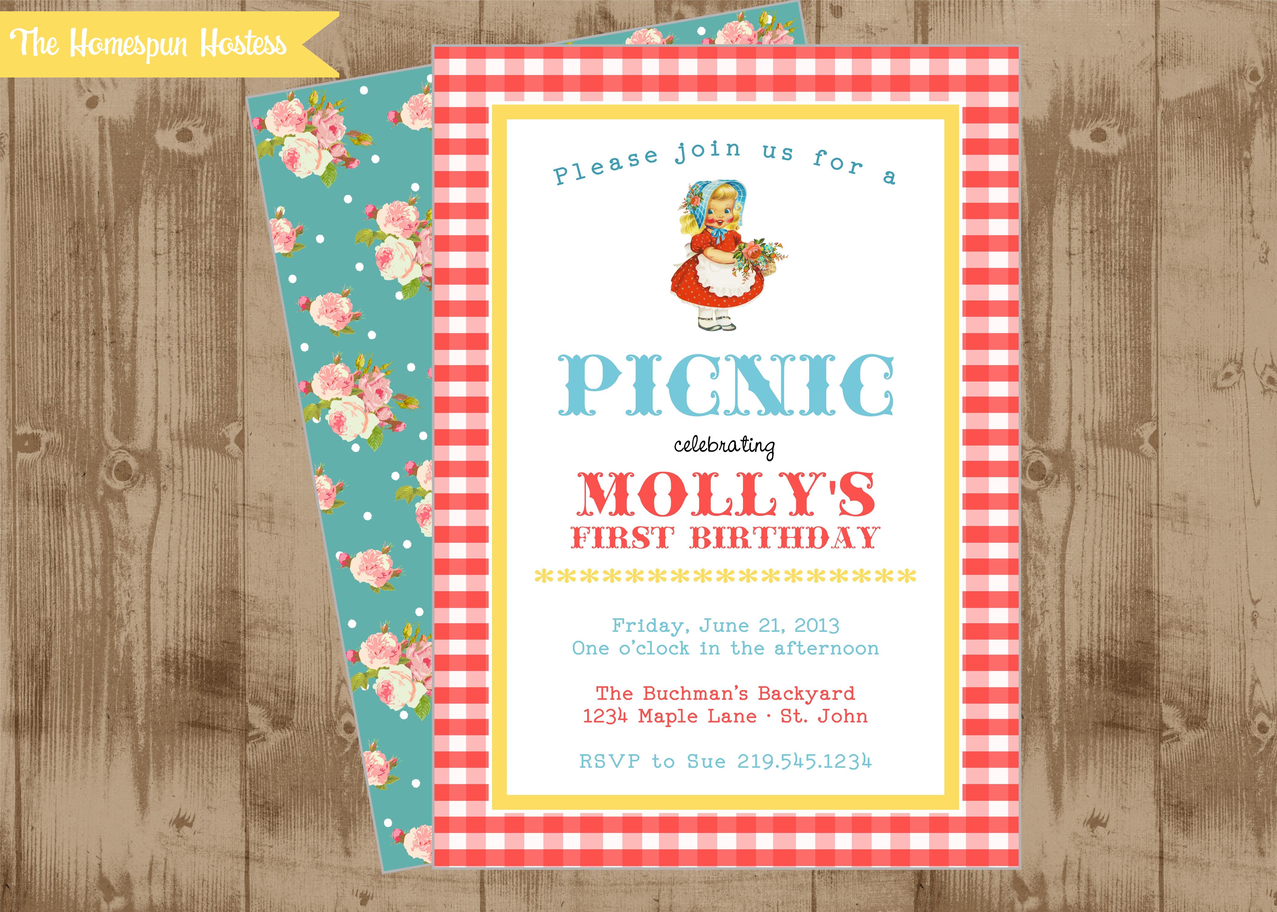Vintage Girl Picnic Printable Invite The Homespun Hostess