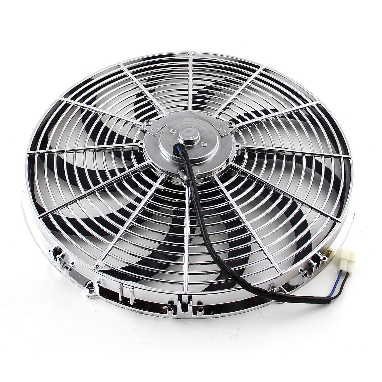 16" Reversable 12V 'S' Blade Radiator Electric Thermo Fan Chrome