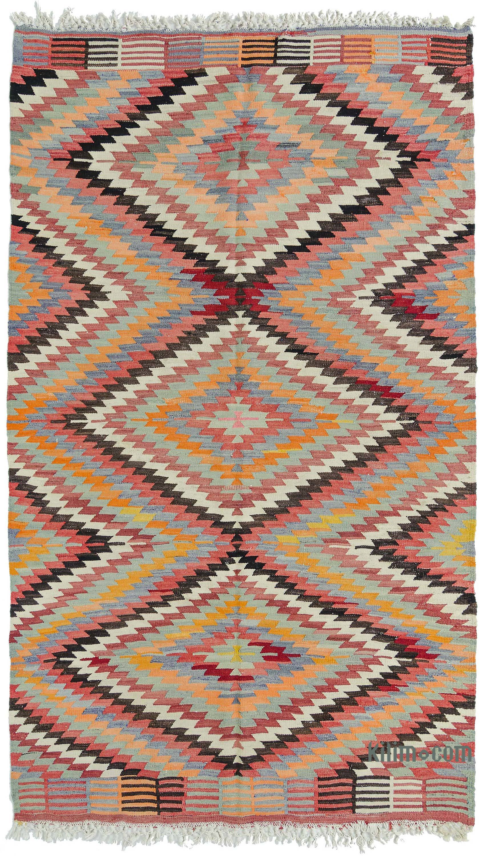 K0010735 Multicolor Vintage Afyon Kilim Rug 5' 5" x 9' 1" (65" x 109")