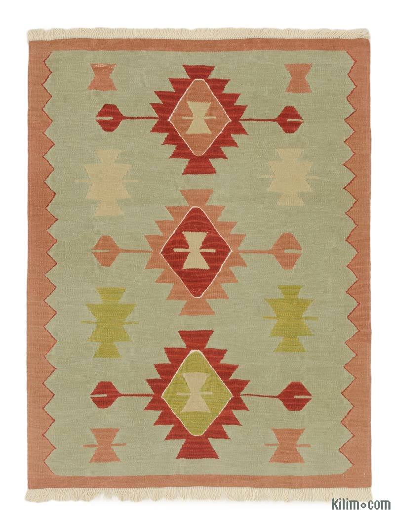 K0043321 Green New Handwoven Turkish Kilim Rug 3' 1" x 4' (37" x 48")
