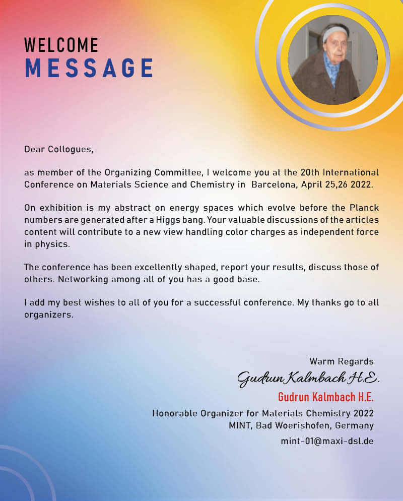 Materials Chemistry Conferences Materials Chemistry 2022 World