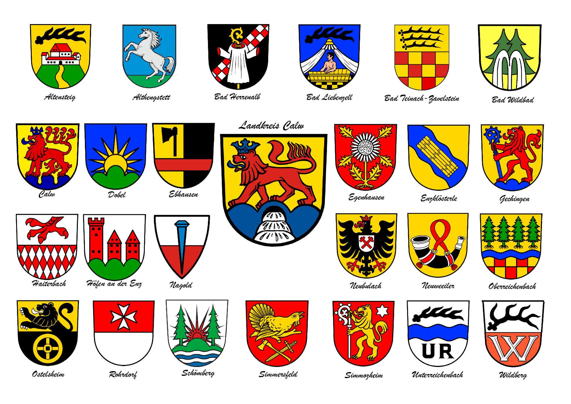 Solve Zwickau District Coats of Arms jigsaw puzzle online with 176 pieces